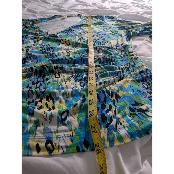Just My Size Top Women 2X Blouse Surplice V-neck Multicolor Stretch Animal Print - Picture 14 of 14